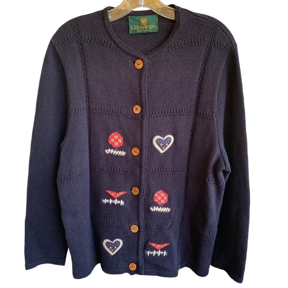 Vintage Geisswein Cardigan Sweater Made in Austria Embroidery Women’s